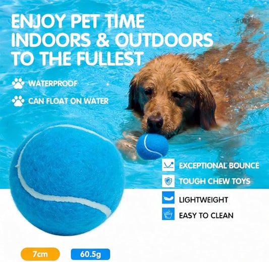 3-Pack Tennis Ball Dog Toys with Squeaker, Interactive Fetch Play for Pets 40 lbs and Over ，Training Balls for Indoor & Outdoor Exercise, 3.28-inch (Bule, 18PCS)