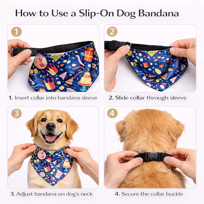 Luxury Satin Dog Bandana – Slip-On Collar Style, Premium Pet Scarf for Medium, Large & XL Dogs – Special Occasion Accessory (Collar Not Included) (Medium - Extra Large, Pudding)