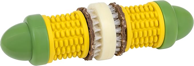 PetSafe Busy Buddy Cravin Corncob Dog Toys Treat Ring Holding Chew Toy BPA Free Rubber Butter Scented Interactive Pet Puzzle for Boredom or Separation Anxiety Small to Large Dogs