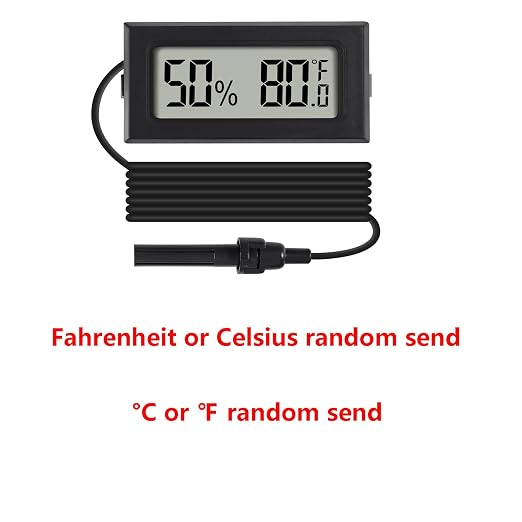 1Pcs Mini Digital Thermometer Hygrometer Gauge Indoor with Probe Sensor LCD Display Meter Temperature Humidity Fahrenheit Meter for Incubator Reptile Plant Tank Garden ℉