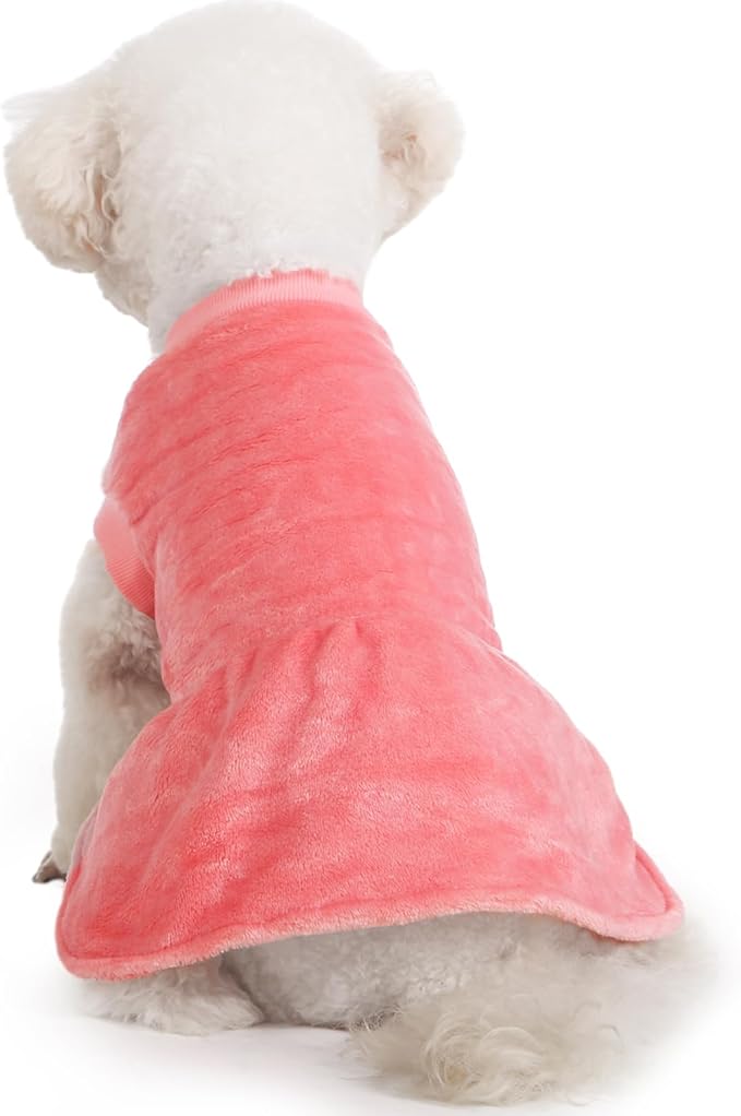 FabriCastle Small Dog Dress Clothes, 3-Pack Sweaters for Small Dogs Girl & Cats, Ultra Soft Warm Pet Coats for Winter, Female Puppy Apparel, Doggy Outfits XXS – XL (Pink,Violet,Rosepink, X-Large)