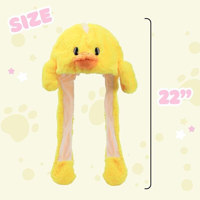 Bubblepompom Animal Hat with Ears Moving Jumping Pop Up Beating Hat Plush Holiday Cosplay Dress Up Funny Gift for Kids