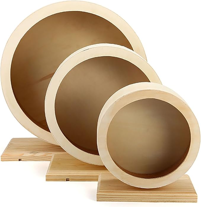Hamster Exercise Wheel，Small Animals Running Toy Suitable for Rat, Pig, Chinchilla, Gerbil, etc. pet Wooden Harmless, Handmade (S)
