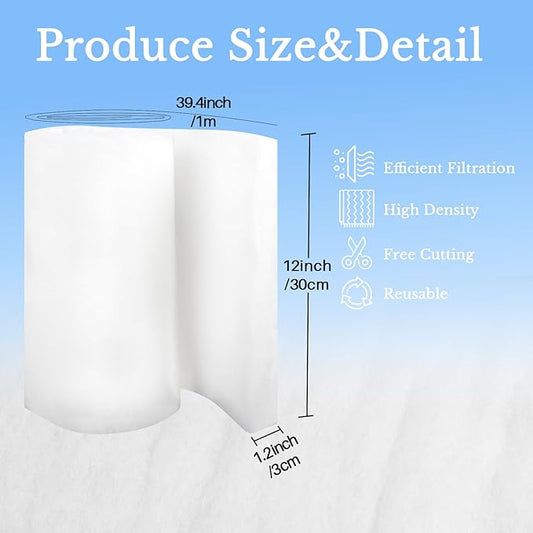 MAQIHAN Aquarium Filter Pad – Aquarium Filter Media 39.4 x 11.8in Aquarium Filter Floss for Freshwater & Saltwater Fish Tanks, Ponds, Turtle, Water Polishing Pad for Clear Water