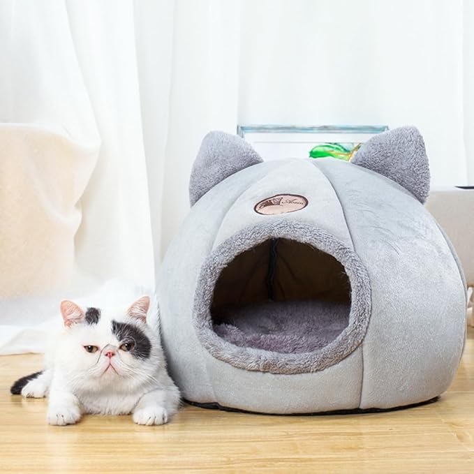 Cat Beds for Indoor Cats, Cozy Cat Cave Bed Dog House Cats Tent with Removable Cushion Pillow, Soft Warm Pet House Puppy Bed, Cute Pet Nest for Kitten Small Dog (Pink, XL-15.75x15.75x15.75 Inches)