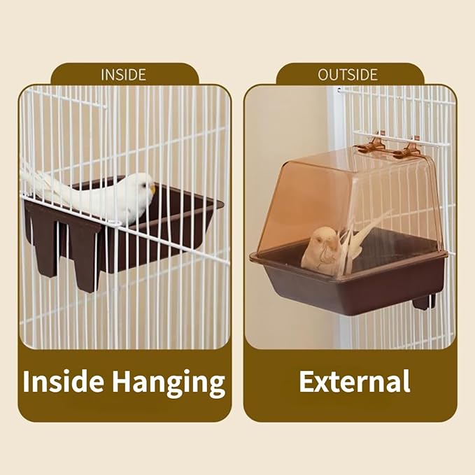 Bird Bath Cage, Cleaning Pet Supplies Cockatiel Bird Clear Bathtub for Little Bird Parrots Spacious Parakeets Portable Shower for Most Birdcage