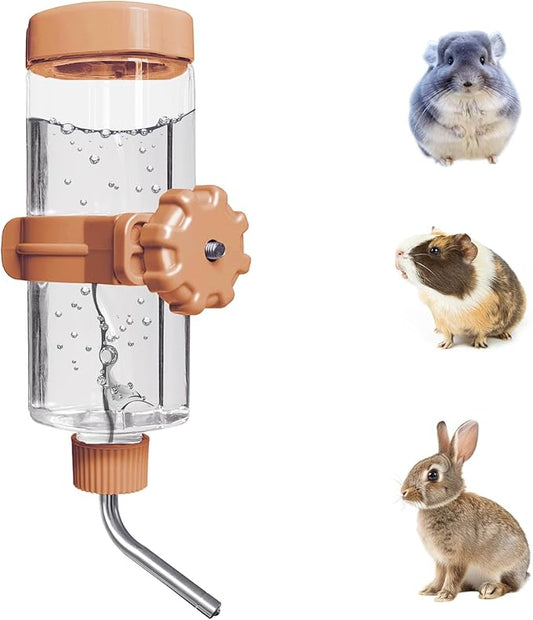LOS ANDES 16.9oz Small Animal Water Bottle for Cage,Crate, Top Fill Water Dispenser for Guinea Pigs/Bunnies/Ferrets/Squirrel/Hedgehog/Hmaster, BPA Free, Updated Mouth, Orange