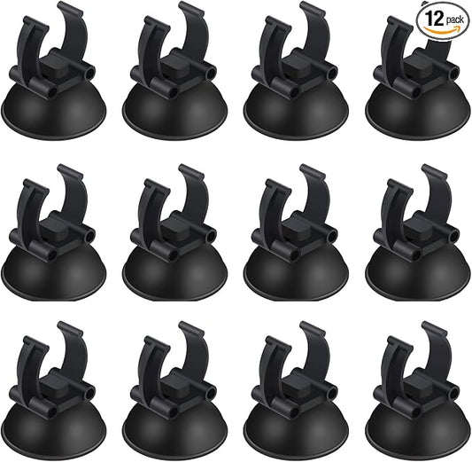 AQUANEAT 12 Pack Aquarium Suction Cups with Clip Black,for 1" Standard Aquarium Heater, Tubing Hose, Plant Fish Tank