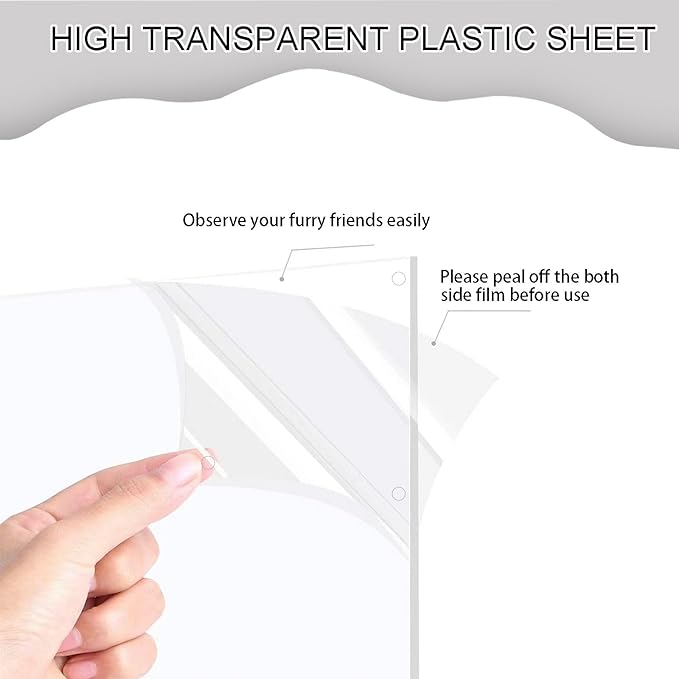 Pet Cage Liner Protection, Rabbit Cage Plastic Panels, 18 PCS Cage Urine Guard for Rabbit, Guinea Pig, Hamster, Hedgehog, Chinchilla, Ferret, Bunny - Transparent, 11.8"x7.9"