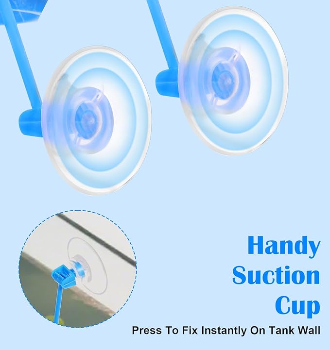 4 Pack Fish Feeding Ring, Aquarium Betta Feeding Ring for Fish Tank, Goldfish, Guppy, Turtle, Suction Included(Blue, 2 Round & 2 Square)