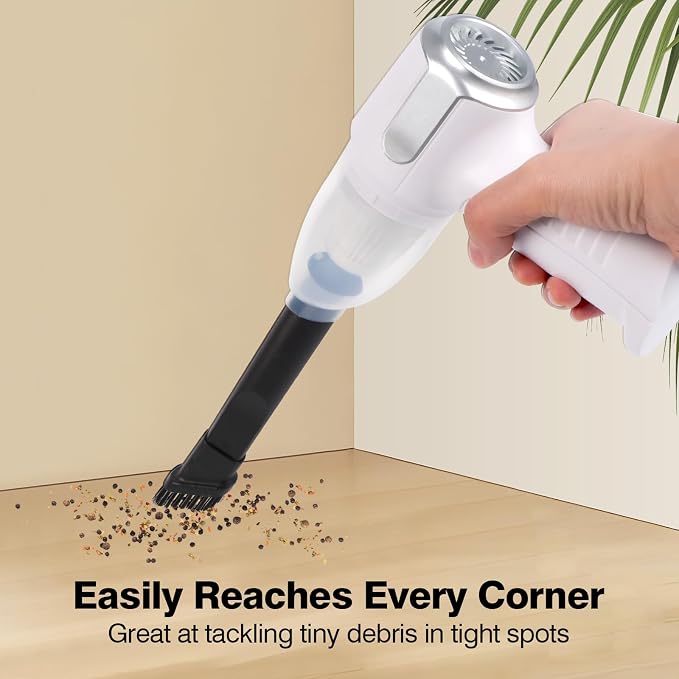 Guinea Pig Poop Spot Vacuum – Mini Cordless Assistant for Daily Cage Corner Cleanup of Guinea Pig, Rabbit, Hamster, Chinchilla, Reptile, Bird & Small Animals – White