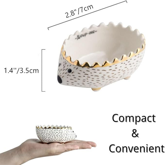 Hedgehog Bowl - Ceramic Small Animal Food Bowl Water Dish Feeder Chew Resistant Prevent Tipping for Hedgehog Hamster Sugar Glider Rat Gerbil Mice Small Animal Cage Accessories (Hedgehog Shape)