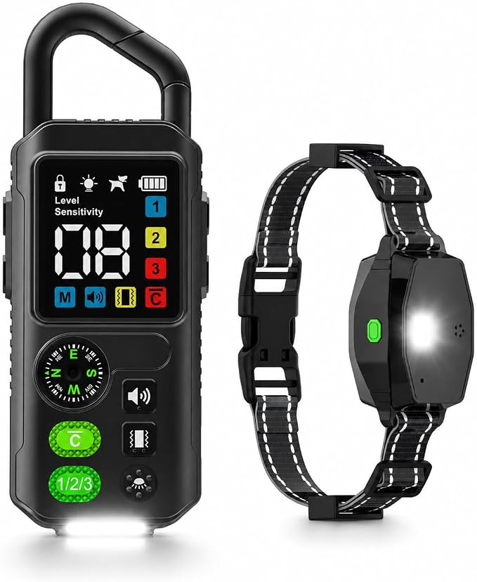 2-in-1 Dog Shock Collar & Bark Collar, 990FT Dog Training Collar with Remote, IPX7 Waterproof E Collar, 3 Training Modes, LED Light for Small Medium Large Dogs (8-120 lbs) - 1 Collar