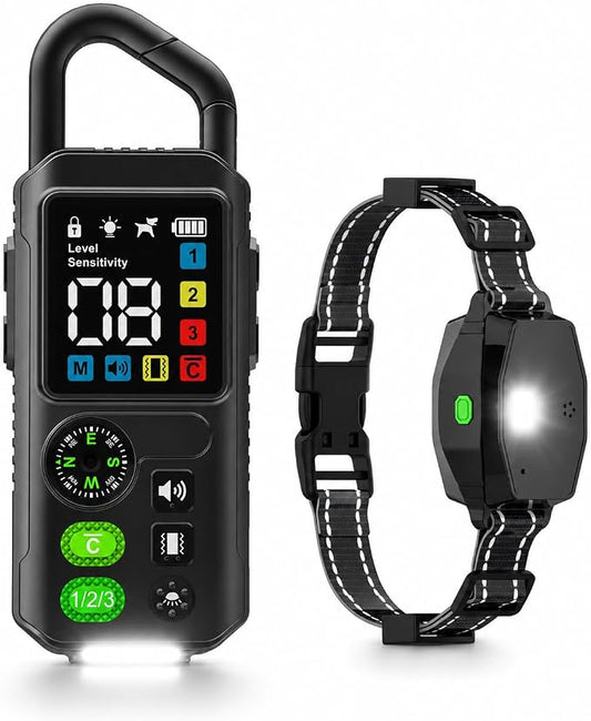2-in-1 Dog Shock Collar & Bark Collar, 990FT Dog Training Collar with Remote, IPX7 Waterproof E Collar, 3 Training Modes, LED Light for Small Medium Large Dogs (8-120 lbs) - 1 Collar