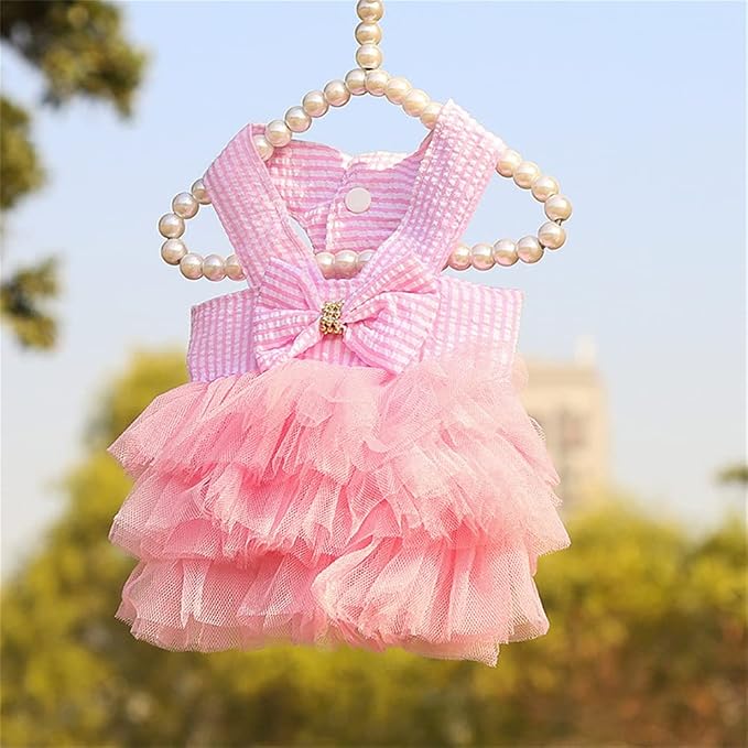 Dog Dresses, Fashion Pet Dog Clothes, Striped Mesh Puppy Dogs Princess Dresses (Pink/Blue/Denim(3pack), X-Small)