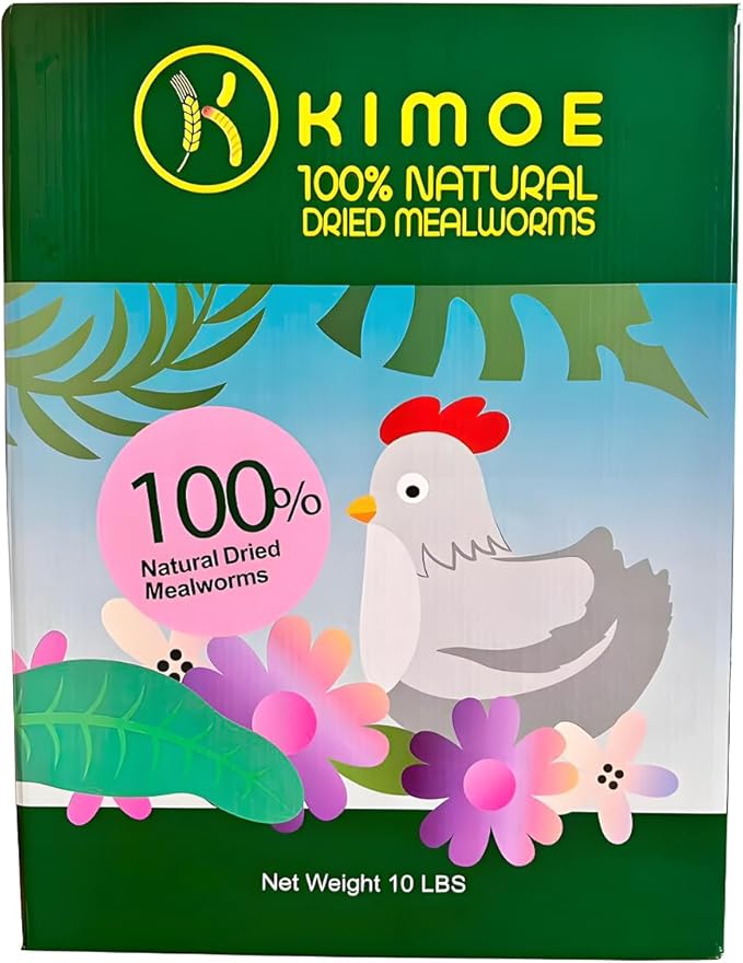kimoe Non-GMO Bulk Dried Mealworms 10LB Bag for Chickens, Ducks & Wild Birds — 100% Natural High-Protein Feed to Boost Egg Production, Feather Health & Immunity