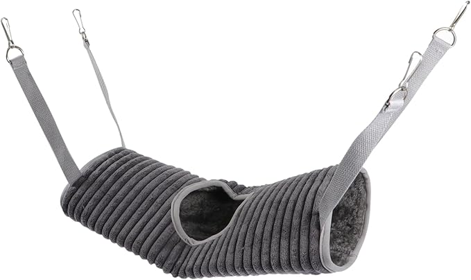 Abaodam Small Pet Tunnel Plaything Grey Hammock Soft Warm Plush Sleeping Bed for Ferrets and Small Animals Winter Cozy Hideout Chamber