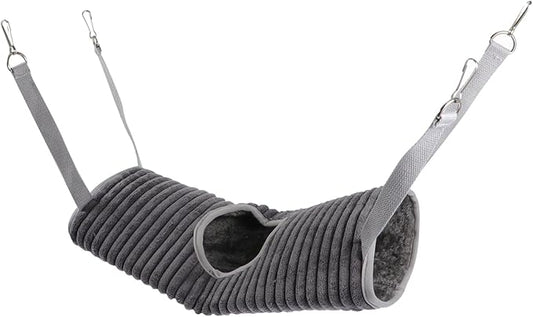 Abaodam Small Pet Tunnel Plaything Grey Hammock Soft Warm Plush Sleeping Bed for Ferrets and Small Animals Winter Cozy Hideout Chamber