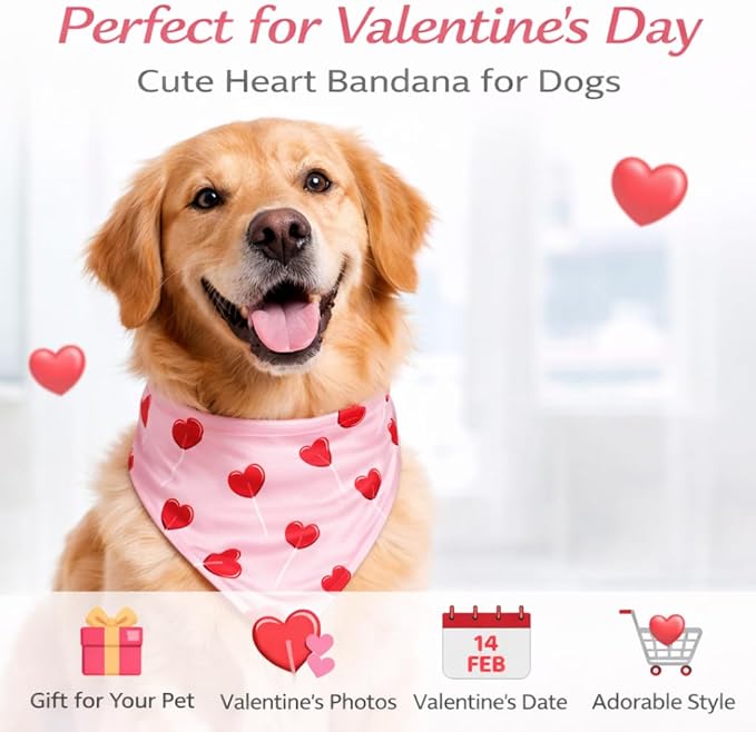 Luxury Satin Dog Bandana – Slip-On Collar Style, Premium Pet Scarf for Medium, Large & XL Dogs – Special Occasion Accessory (Collar Not Included) (Medium - Extra Large, Cupid Luxe - Satin)