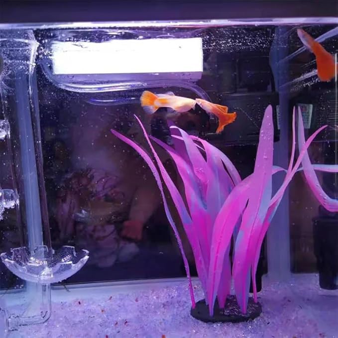 3Pcs Soft Silicone Aquarium Plants Set Glowing Kelp Fish Tank Plants Decor Artificial Pink Aquarium Plant Simulation Artificial Water Grass for Fish Tank,7.08in9.84in16.9in
