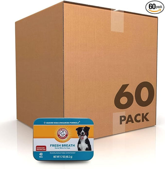 Arm & Hammer for Pets Dog Dental Breath Mints with Baking Soda, Chicken Flavor Dental Treats to Help Freshen Dog Breath and Support Oral Care, Fresh Mint Scent, 1.7 Oz - 60 Pack
