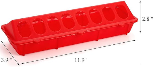 Coloch 6 Pack Flip Top Poultry Feeder, Plastic Chicken Feeder Trough Multi-Hole Poultry Feeding Tray No Mess No Waste Chick Feeding Dispenser for Pigeon, Quails, Duckling Birds, Duck, Chicken