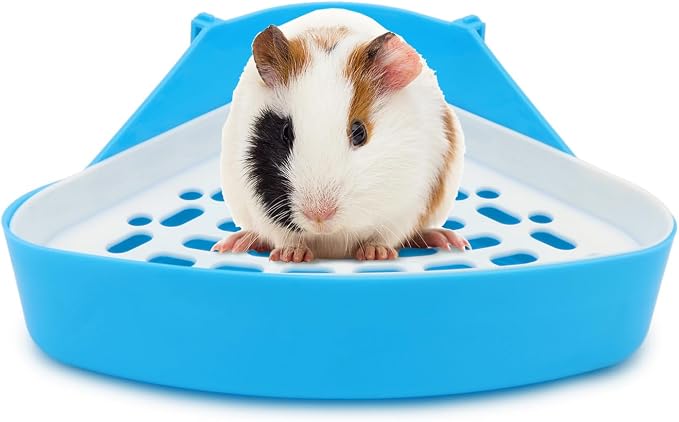 Hypeety Pet Toilet Small Animal Litter Tray Corner for Hamster Guinea Pig Ferret Gerbil Chinchilla Pet Small Rat Toilet (Blue)