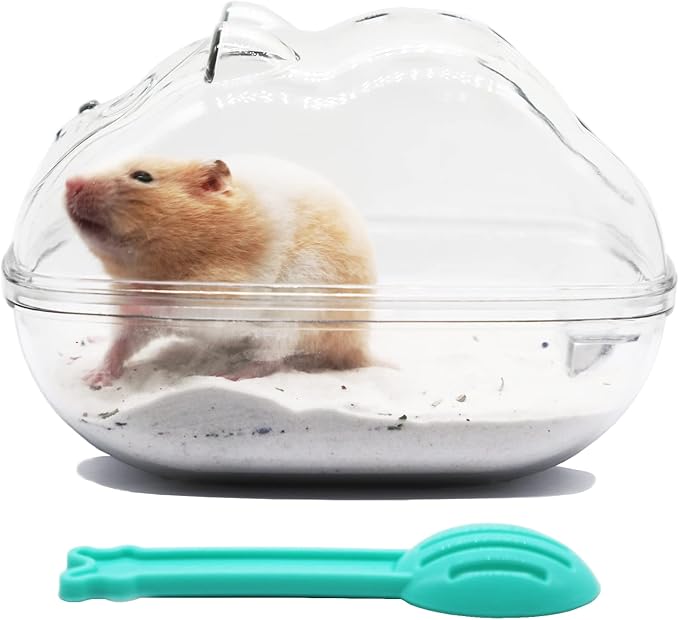 Hamster Sand Bath Container, Hamster Sand Bath Box, Hamster Sand Bathtub with Cleaning Scoop, Big Space, Avoid Kicking Sand Out, Easy to Clean, Perfect for Dwarf Hamster, Syrian Hamster(Large)