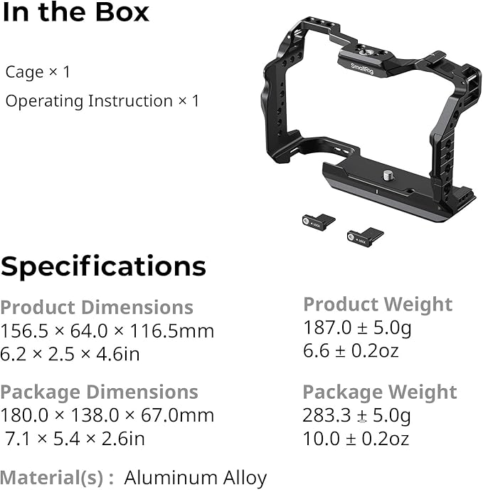 SmallRig Camera Cage for Canon R6 Mark III / R6 Mark II, Formfitting Video Making Rig, HawkLock Dual NATO Rails, Quick Release Plate for Arca, Compatible with DJI RS 3 / RS 3 Pro/RS 4 / RS 4 Pro-5954