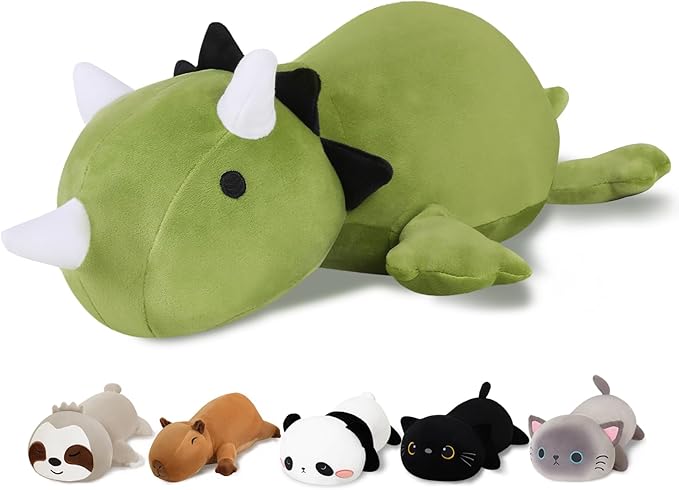 Finebee Weighted Dinosaur Stuffed Animals, Cute Weighted Dino Plush, Soft Stuffed Weighted Plushie Pillow Gifts for Kids & Adults (23.6" 3.1Lbs)