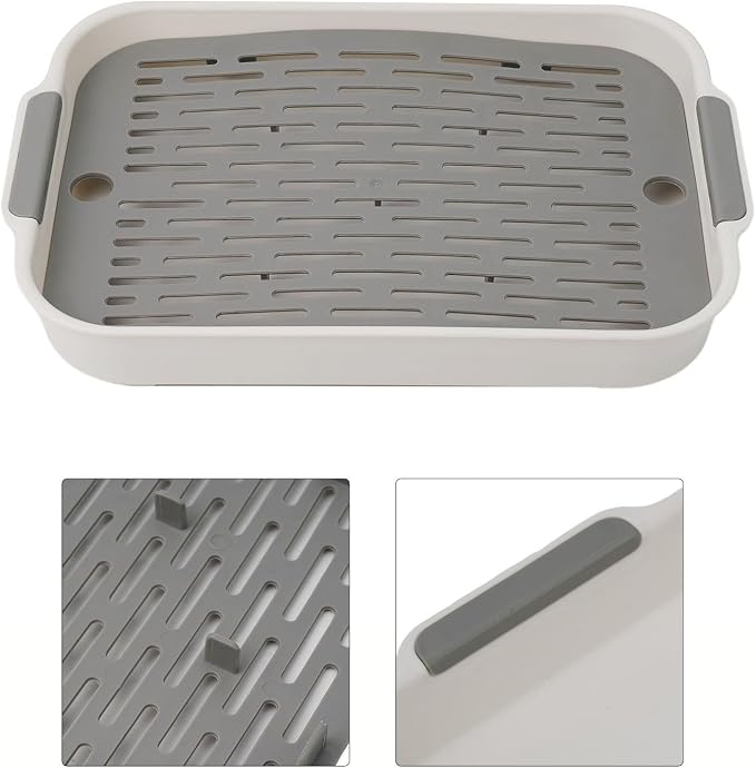 Small Animal Litter Box with Detachable Grid, Large Space Rabbit Toilet Tray for Guinea Pigs Hamster Chinchilla Ferret, Smooth Corner Plastic Potty Training Pan, Easy Clean Blue 36.5x24.5cm(C)