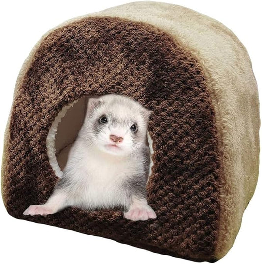 Oncpcare Cozy Ferret Bed Guinea Pig Cave Bed Tent Fleece Rat Hideout House Nest Cage Accessories for Chinchilla Squirrel Hedgehog