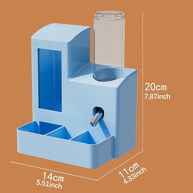 Gralara 3 in 1 Hamster Automatic Feeder Container Accessories Bowl Feeding Station Dispenser for Ferrets Patio Small Animal Terrace, Blue 120ml Bottle