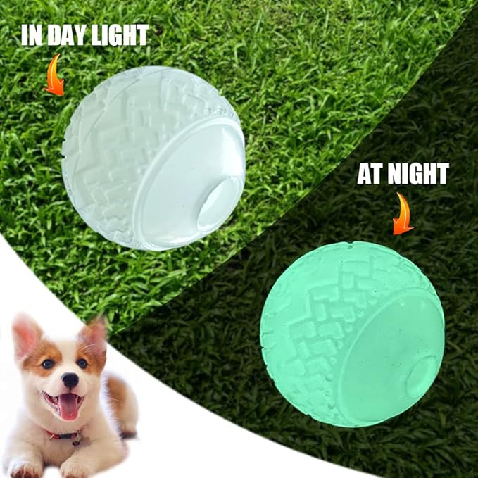 Feixun Dog Glow Ball Toy, Dog Toy Ball Glow in The Dark, 2 Pack