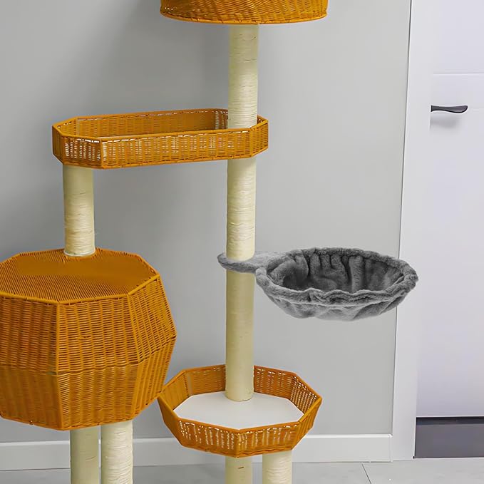 Toddmomy 1pcs Cat Tree Hammock 17 Inch Round Deep Basket Replacement Cat Nest Soft Plush Hammock Bed for Tower Comfortable Resting Space