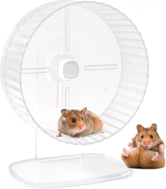 Silent Hamster Wheel 8.3inch Adjustable Height Turtle Wheel Turtle Tank Accessories Dwarf Hamster Quiet Wheel, Hedgehog Wheel, Gerbil Wheel, Small Pet Exercise Wheels (White)
