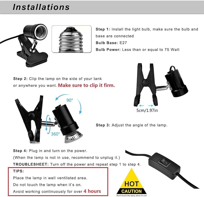 DOMICA Smart Heat Lamp for Reptiles with Auto Timer (2/4/8 Hours) 50W UVA UVB Light Bulb, Dimmable Basking Spot Light, Pet Heating Lamp for Turtle, Lizard, Snake, Beared Dragon, Bird Cage