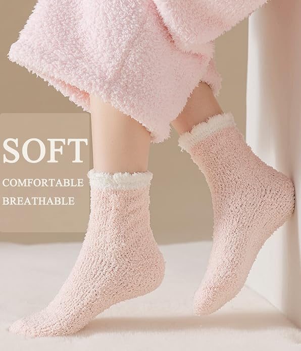 Ginmewrae Women Fuzzy Socks Cozy Soft Fluffy Cute Animal Slipper Socks Sleeping Warm Socks Christmas Gift for Girls