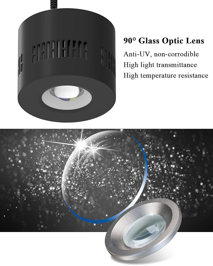 Lominie Aquarium LED Light 10 Gallon Fish Tank Light Timer Clip on Aquarium Lamp Full Spectrum 85W 6500k for Freshwater Refugium Cube Tank with Gooseneck
