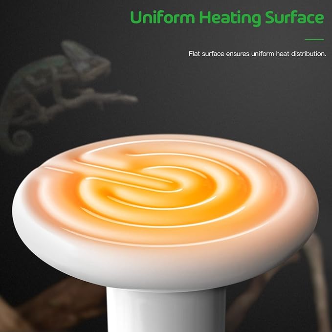HealSmart Reptile Heat Lamp Bulb Ceramic Heat Emitter 100W No Light Emitting Brooder Coop Heater for Amphibian Pet & Incubating Chicken, White