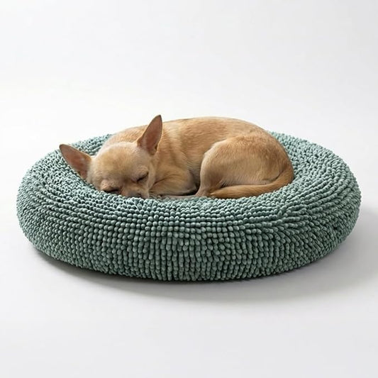 Muddy Mat® Cloud K-9 Bed for Dogs & Cats, Soft & Relaxing Donut Dog Bed, Chenille Material, Removable Cover, Washable & Dryer Safe–Seafoam Green Small(25'x25')
