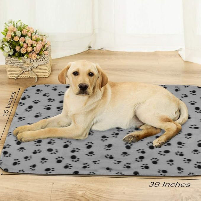 Comsmart Dog Blankets for Small Dogs, 6 Pack Puppy Blanket Cute Paw Print Pet Blanket for Dog, Puppy, Cat, Kitten, 39x35 inches, Grey
