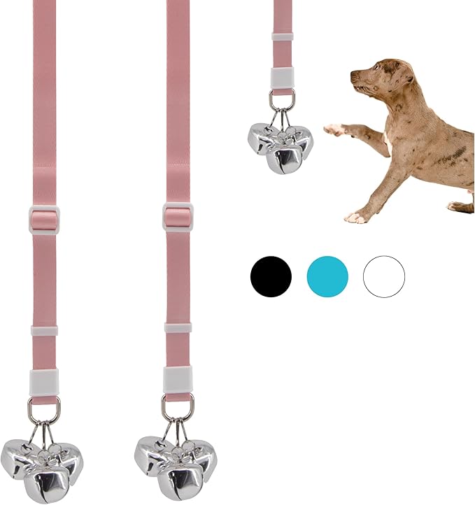 SVD.PET (2-Pack Puppy Bell Doorbells, Dog Bells for Potty Training, Attach to doorknob or Anywhere Near the Door, Length and Height Adjustable (Pink)