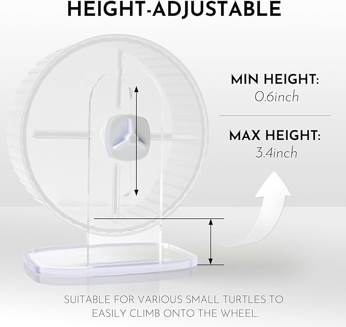 Silent Hamster Wheel 8.3inch Adjustable Height Turtle Wheel Turtle Tank Accessories Dwarf Hamster Quiet Wheel, Hedgehog Wheel, Gerbil Wheel, Small Pet Exercise Wheels (White)