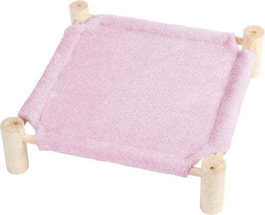 Patas Lague Cat and Dog Hammock Bed for Small Dogs, Brethable Wooden Cat Pet Rabbit Elevated Bed Cots Furniture for All Seasons Fleece Purple