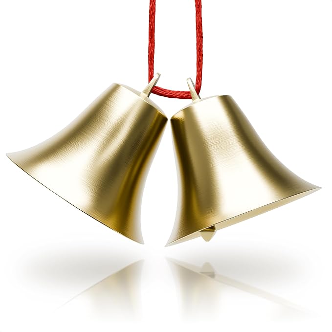 2 Pcs Bells for Door Knob – Hanging Bell for Door Opening 2″ × 1.8″ Vintage Brass with Hanging Loop, Clear Ringing Sound for Home Entry, Office & Shopkeepers – Small Bell for Crafts & Holiday Decor