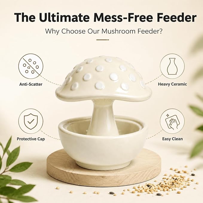 Ceramic Bird Bowls for Cage, Bird Cage Food Bowls No Mess Poop-Blocking Tip-Resistant Parrot Feeder Water Bowl for Budgie Lovebird Cockatiel Hamster Small Animals