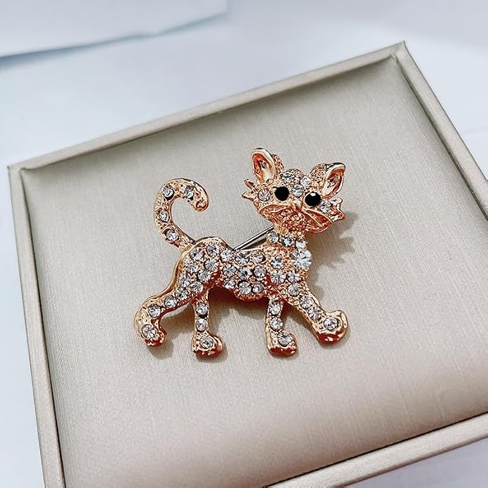 coadipress Rhinestone Cat Brooch Pin for Women Cute Crystal Animal Cat Lapel Pin Clothing Dainty Accessories Jewelry