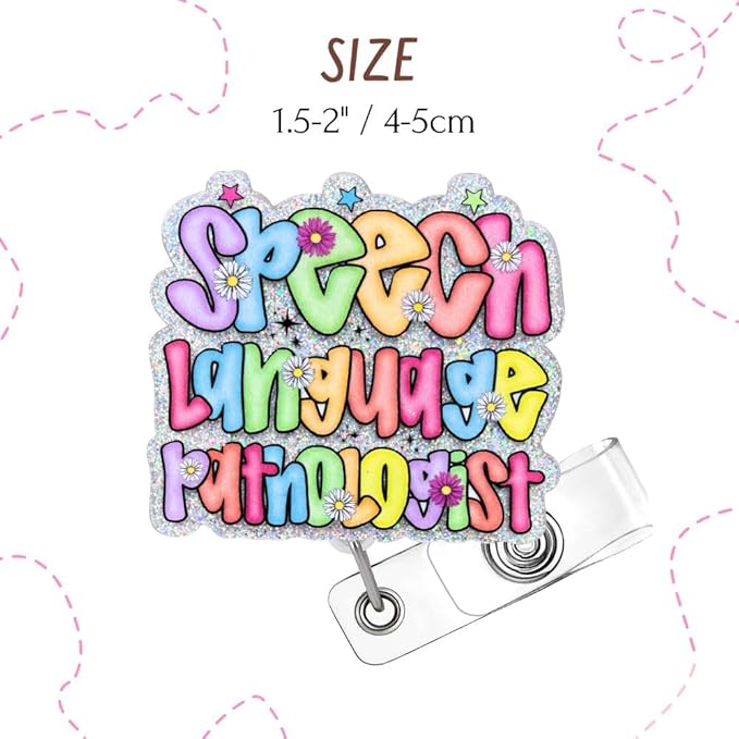 Speech Therapy Badge Reel for SLP Speech Pathologist Lanyard Style Retractable ID Holder Clip Language Pathology Graduation Gifts for Therapist Audiologist Teacher Communication Accessories Supplies