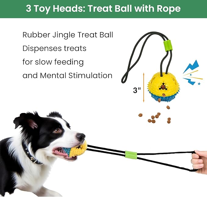 Interactive Dog Bungee Tug Toy, 4 Pieces Hanging Spring Pole for Puppy/Small/Medium Dogs, Outdoor Tether Rope for Yard Tree, Indoor Door Pull Toy for Self Play and Solo Exercise